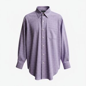 LAUREN Ralph Lauren Purple Plaid Dress Shirt Classic Fit Non-Iron, Size 16 32/33